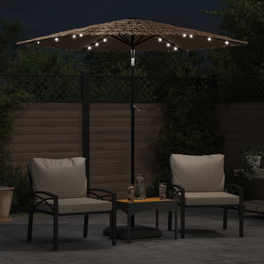 Parasol met LED's en stalen paal 223x223x231 cm bruin