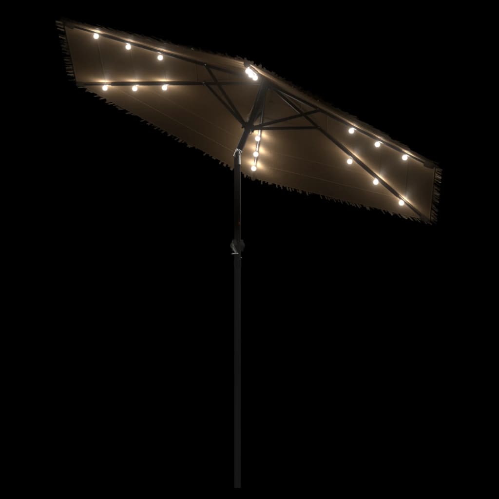 Parasol met LED's en stalen paal 223x223x231 cm bruin