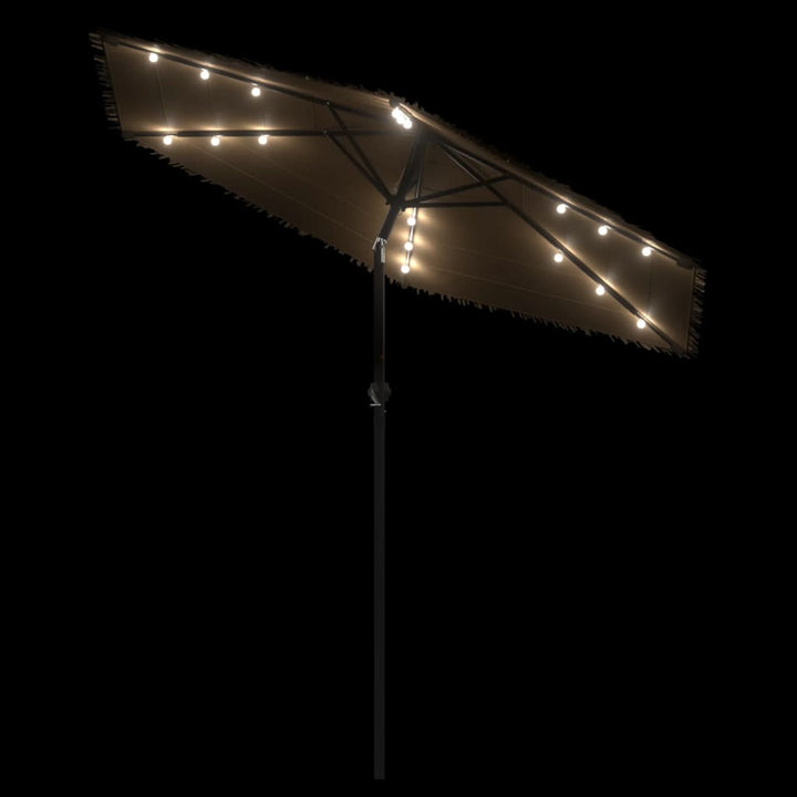 Parasol met LED's en stalen paal 223x223x231 cm bruin