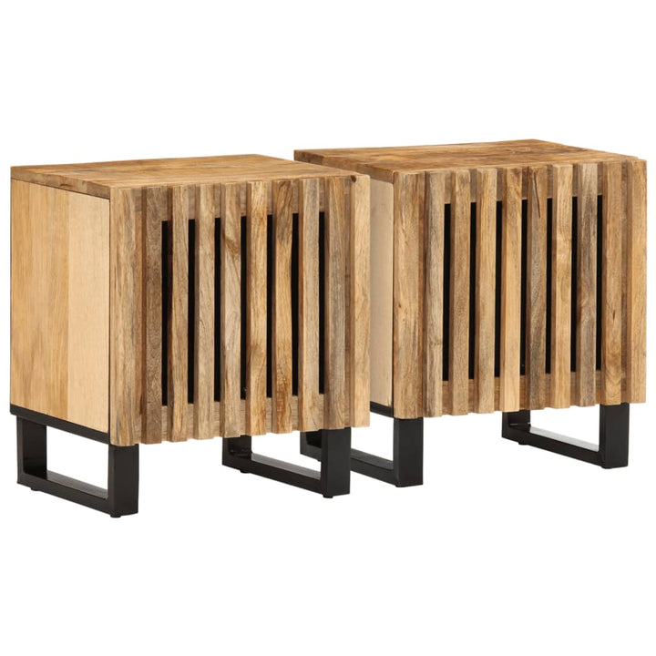 Nachtkastjes 2 st 40x34x46 cm massief ruw mangohout