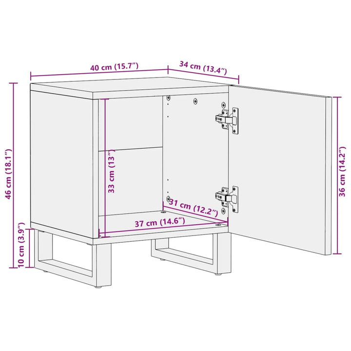 Nachtkastjes 2 st 40x34x46 cm massief acaciahout