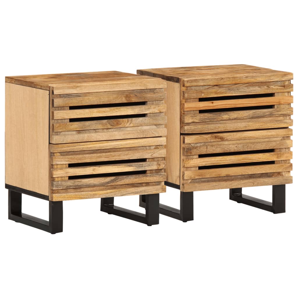 Nachtkastjes 2 st 40x34x46 cm massief ruw mangohout