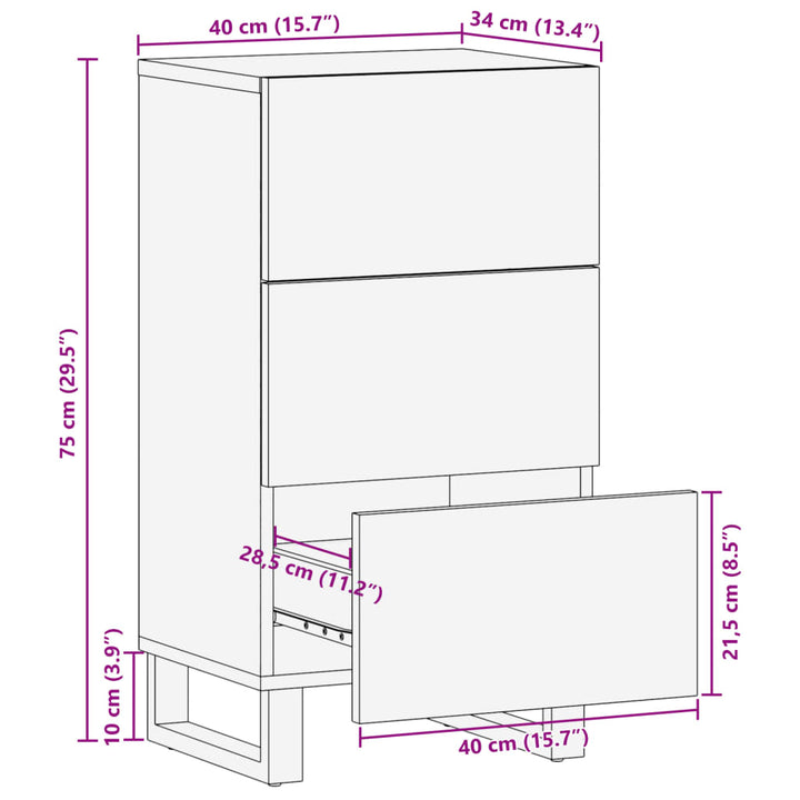 Dressoir 40x34x75 cm massief ruw mangohout