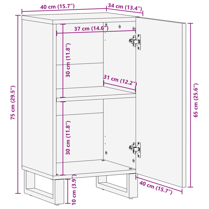 Dressoir 40x34x75 cm massief ruw mangohout