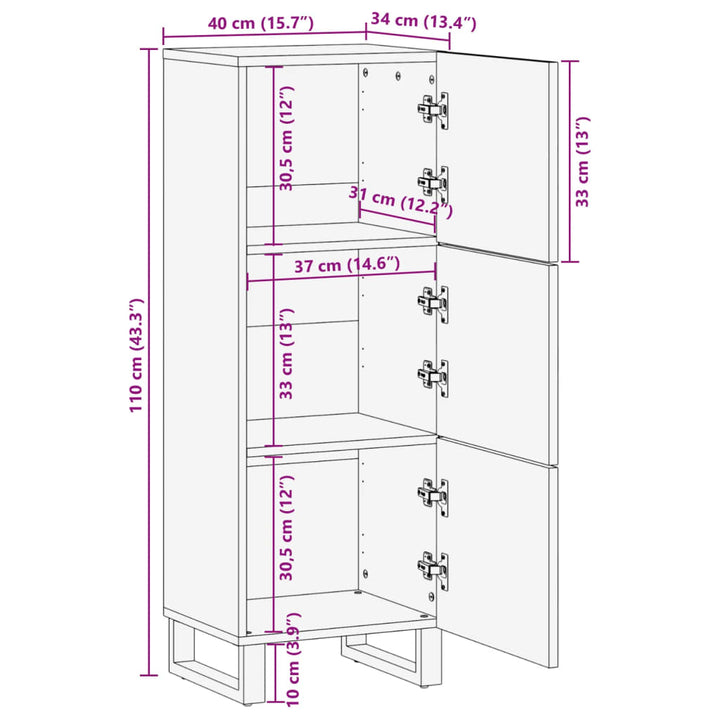 Hoge kast 40x34x110 cm massief acaciahout