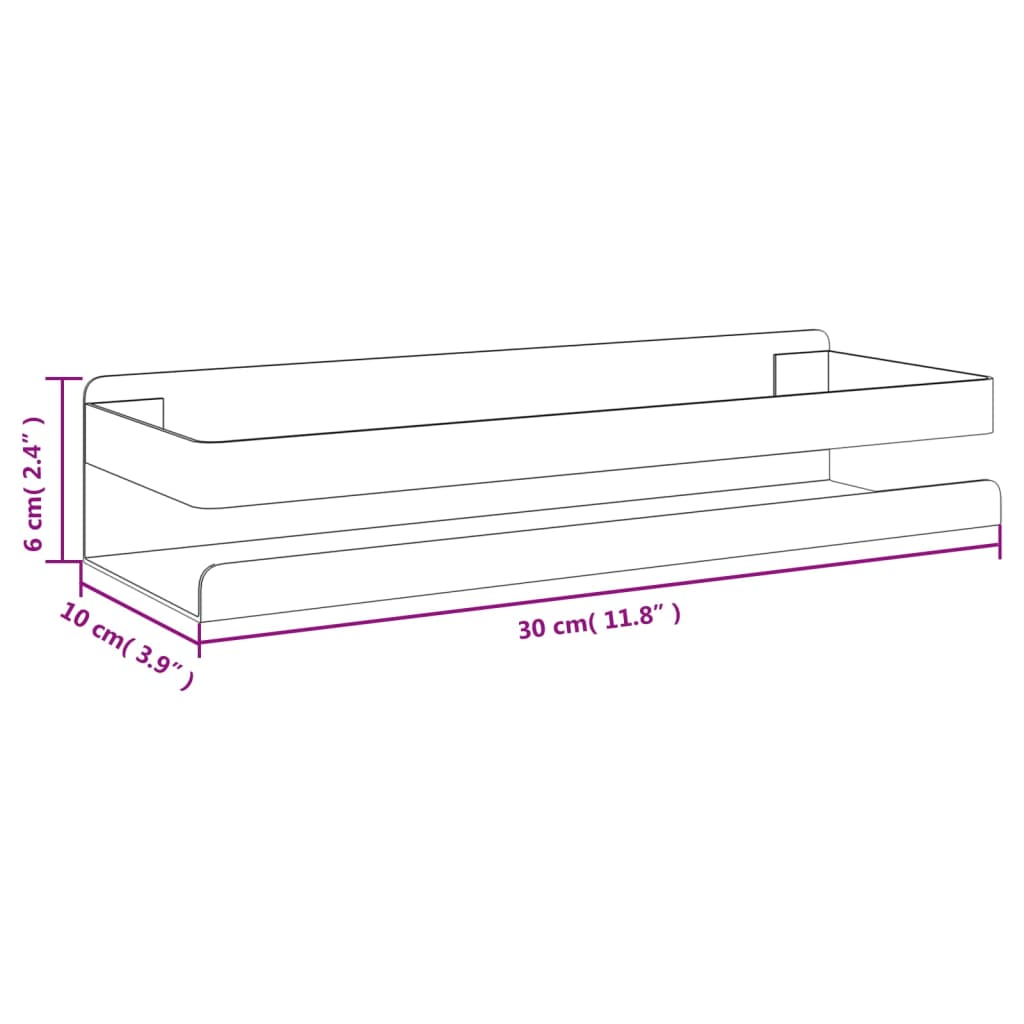 Doucherekje 30x10x6 cm geborsteld 304 roestvrij staal matzwart