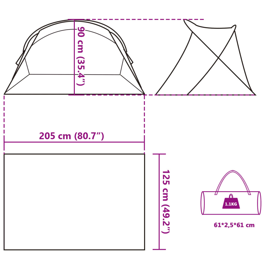 Strandtent pop-up waterdicht azuurblauw