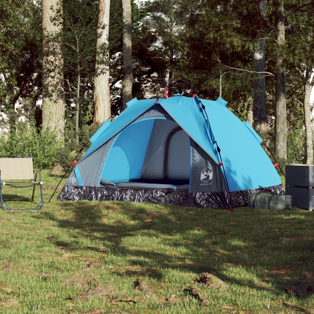 Koepeltent 3-persoons snelontgrendeling blauw