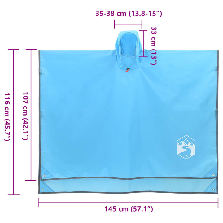 Regenponcho met capuchon 2-in-1 ontwerp 223x145 cm blauw