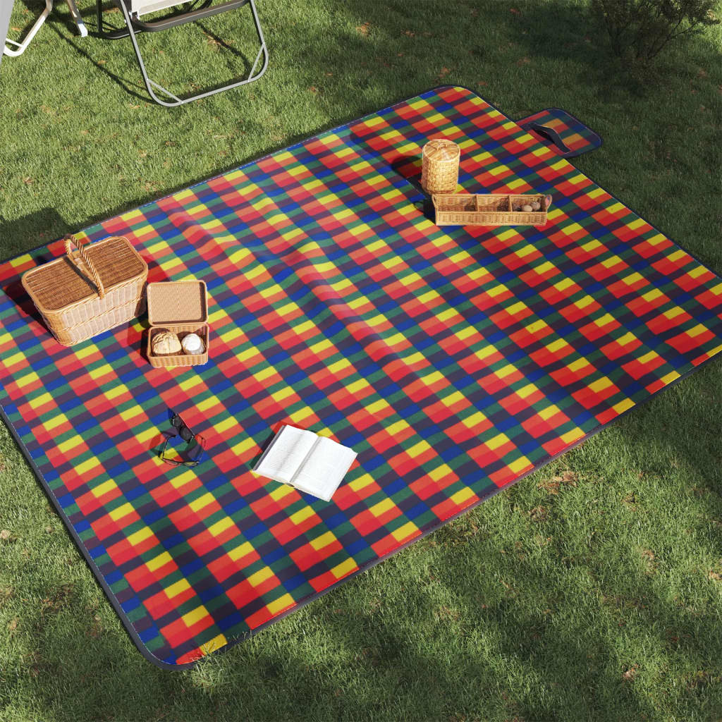 Picknickkleed opvouwbaar geruit 200x150 cm fluweel meerkleurig