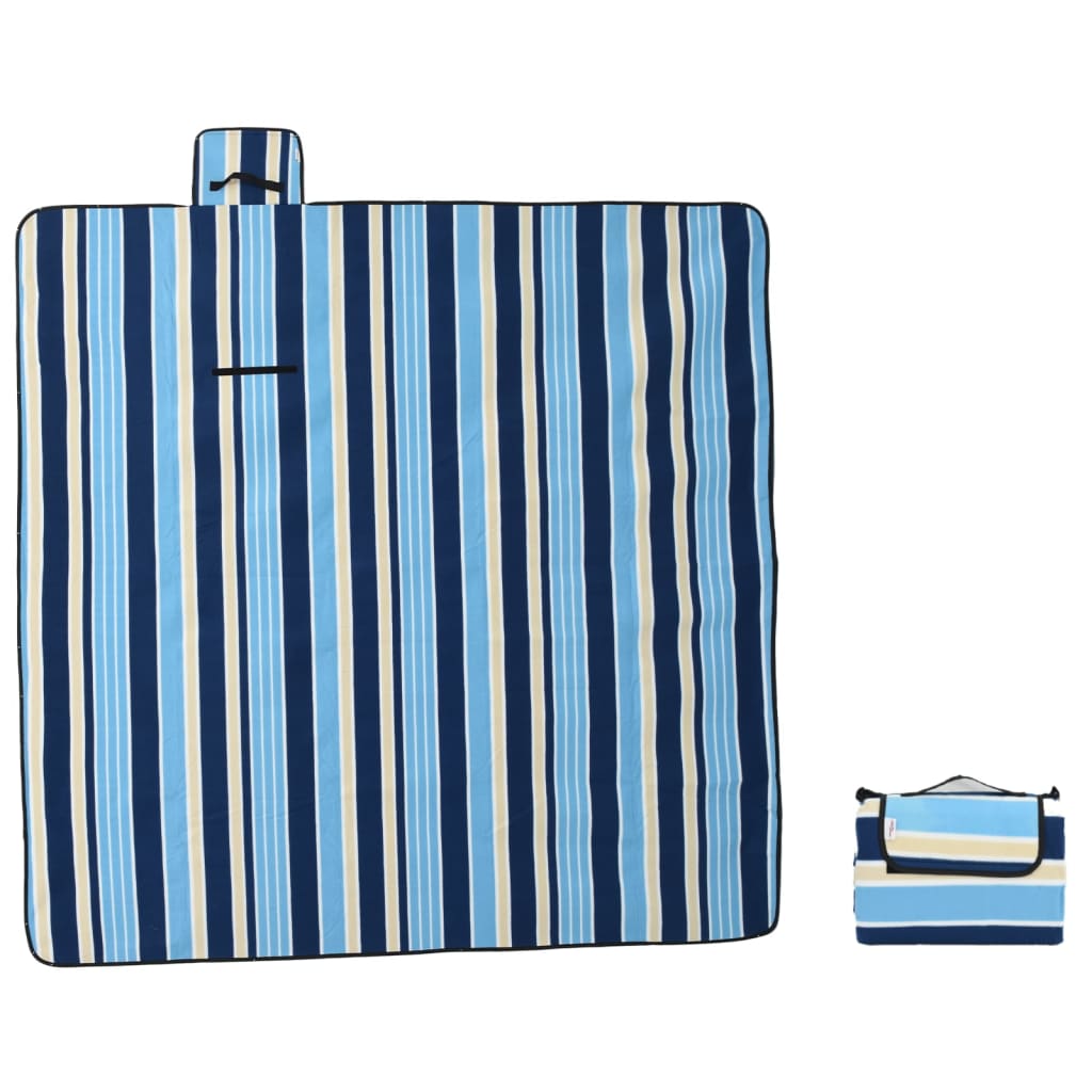 Picknickkleed opvouwbaar gestreept 200x200 cm fluweel blauw wit