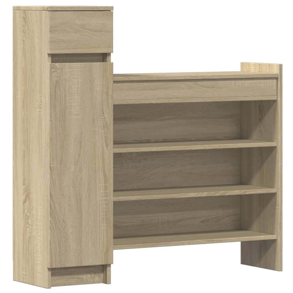 Schoenenkast 100,5x28x100 cm bewerkt hout sonoma eikenkleurig