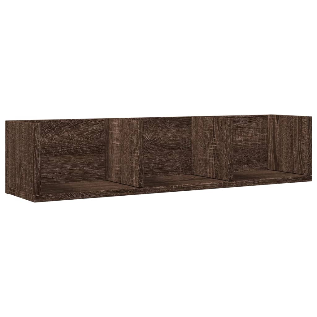 Wandkasten 2 st 75x18x16,5 cm bewerkt hout bruin eikenkleur