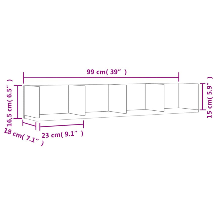 Wandkast 99x18x16,5 cm bewerkt hout bruin eikenkleurig