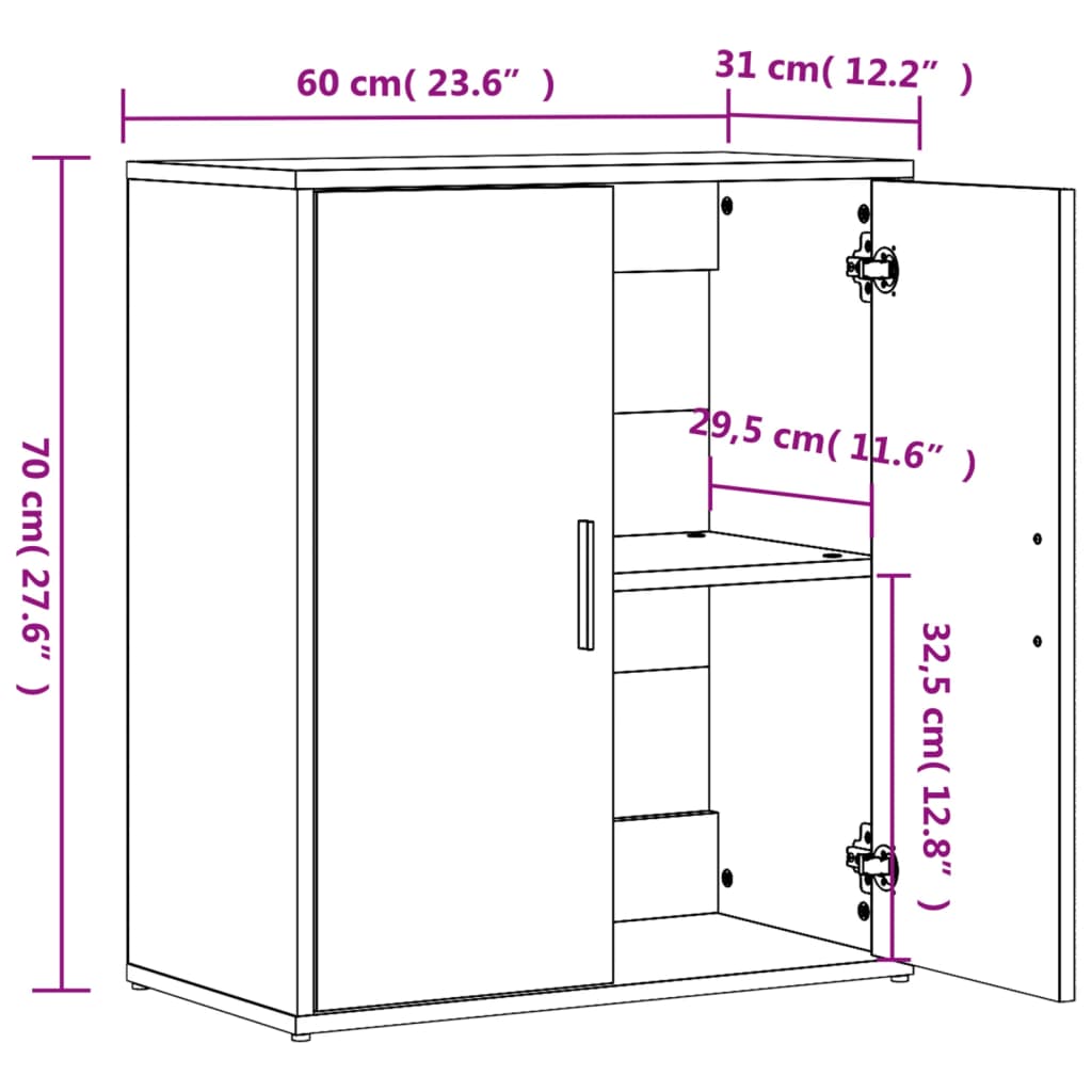 Dressoir 60x31x70 cm bewerkt hout wit