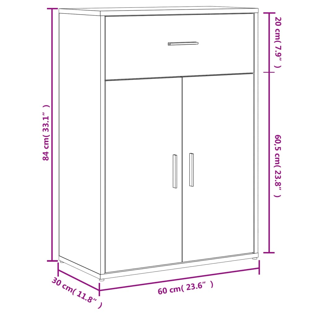 Dressoir 60x30x84 cm bewerkt hout wit