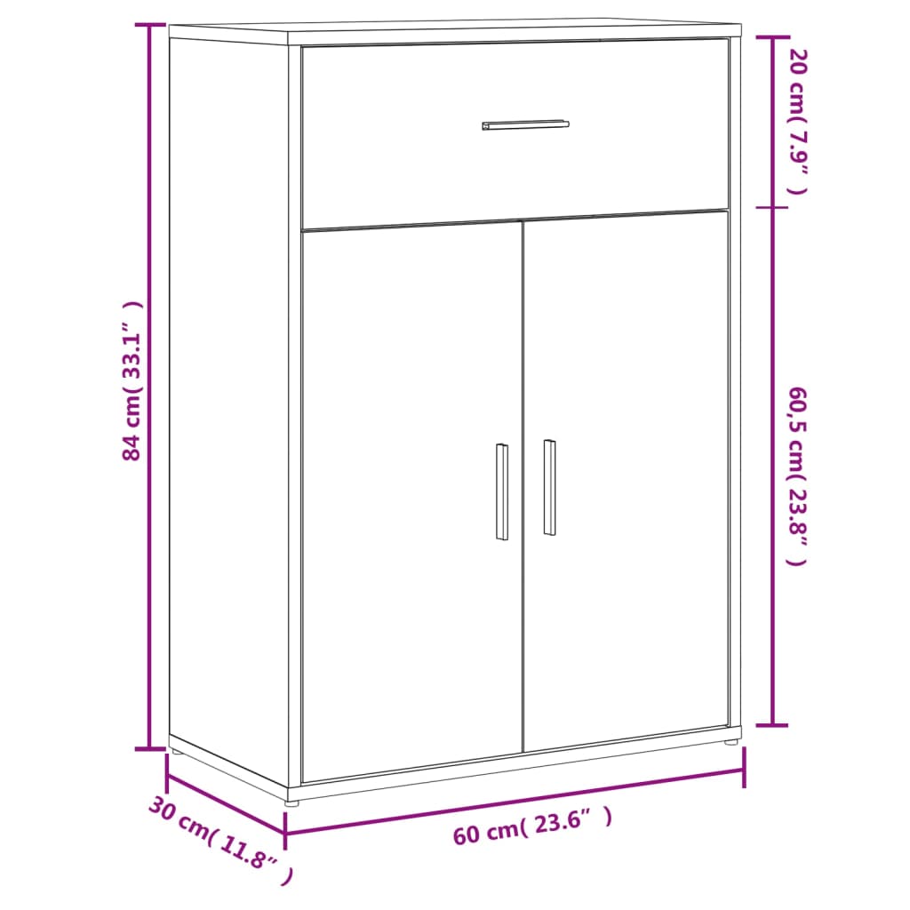 Dressoir 60x30x84 cm bewerkt hout zwart