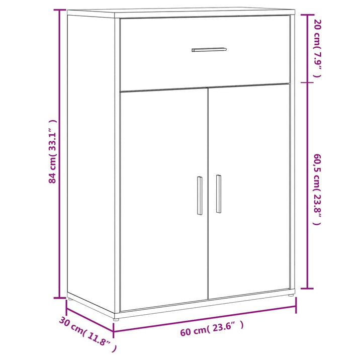 Dressoir 60x30x84 cm bewerkt hout sonoma eikenkleurig