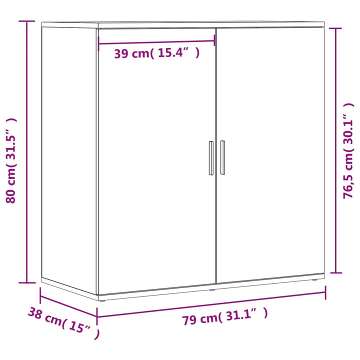 Dressoir 79x38x80 cm bewerkt hout bruin eikenkleur