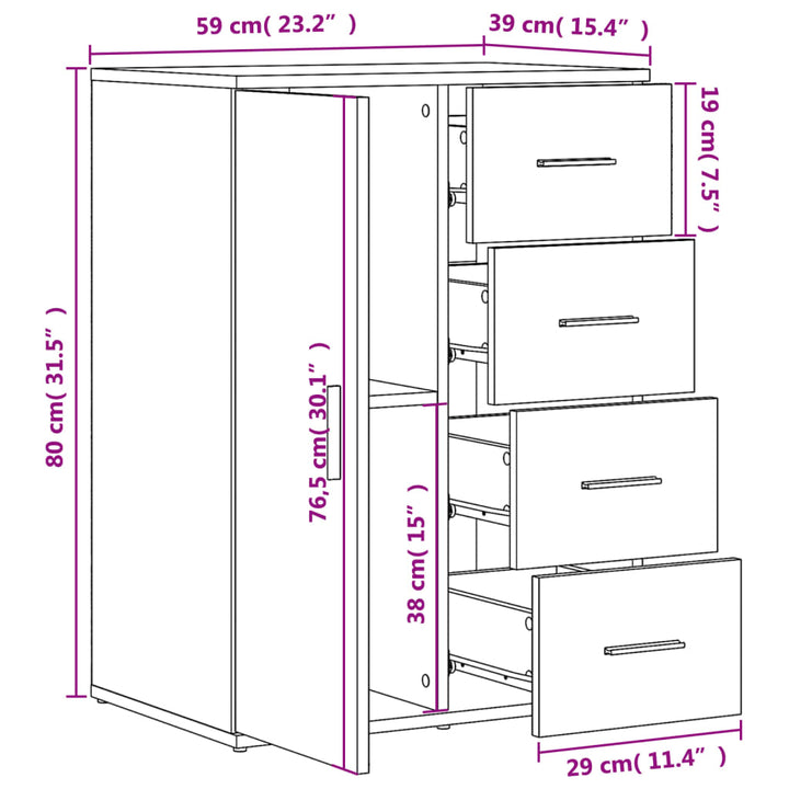 Dressoir 59x39x80 cm bewerkt hout zwart