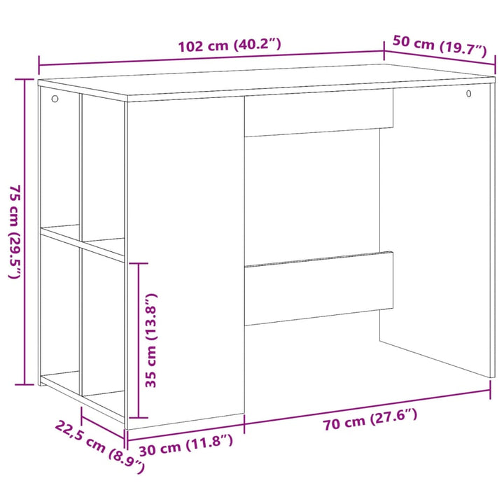 Bureau 102x50x75 cm bewerkt hout wit