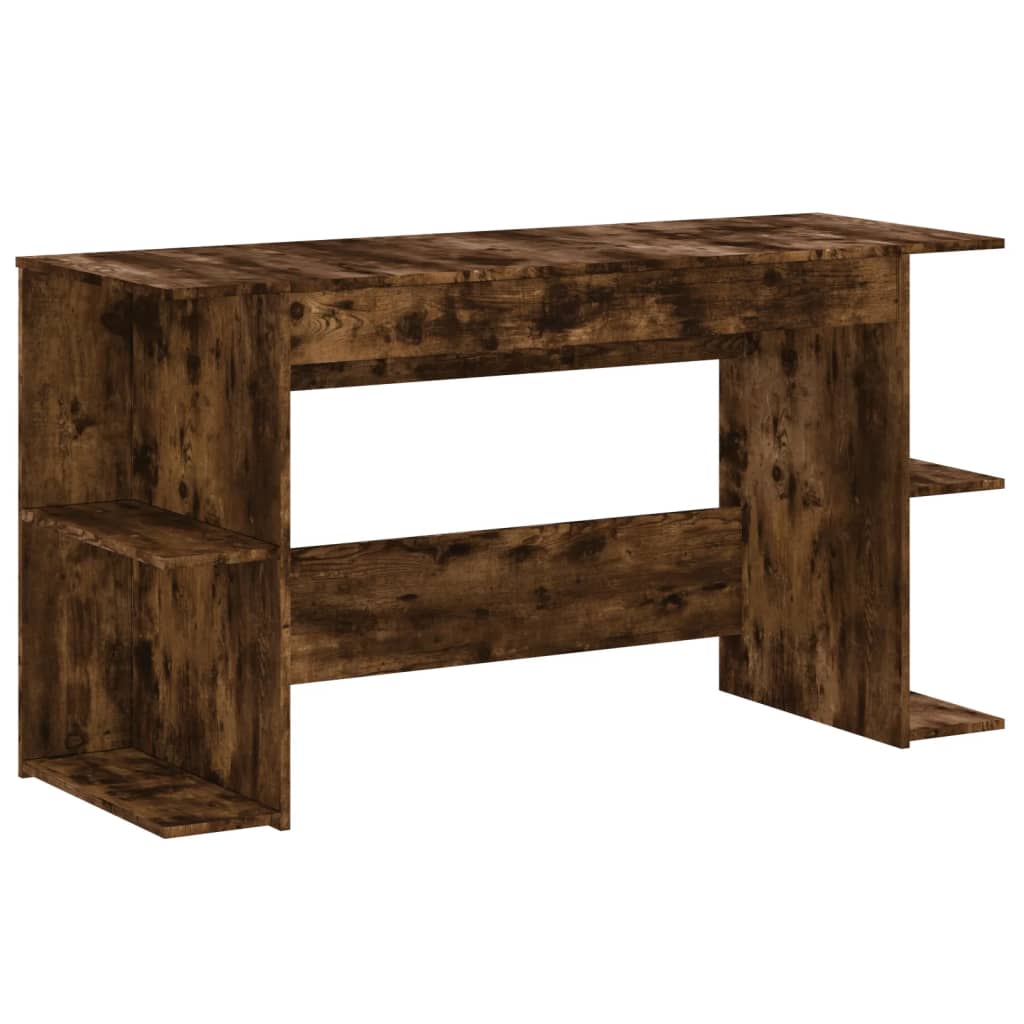 Bureau 140x50x75 cm bewerkt hout gerookt eikenkleurig