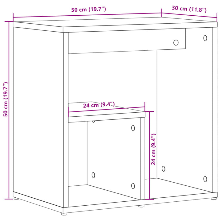 Bijzettafel 50x30x50 cm bewerkt hout wit