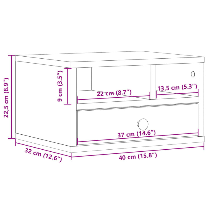 Printerkastje 40x32x22,5 cm bewerkt hout sonoma eikenkleurig