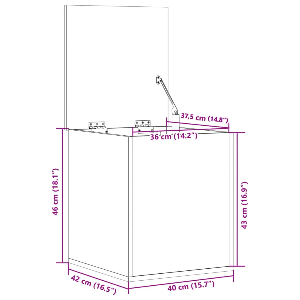 Opbergbox 40x42x46 cm bewerkt hout zwart