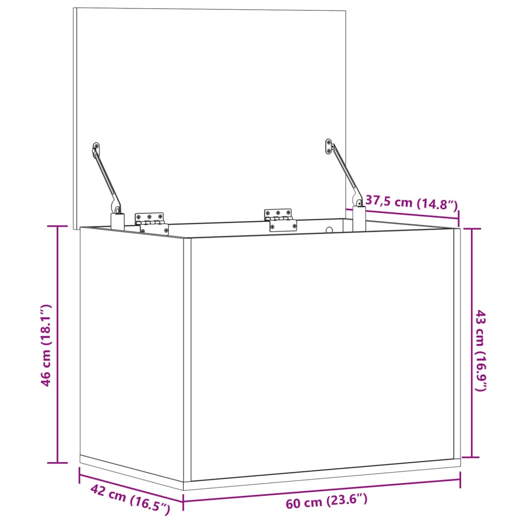 Opbergbox 60x42x46 cm bewerkt hout betongrijs