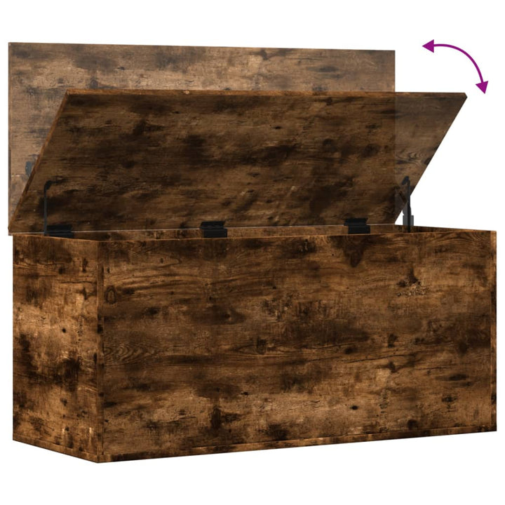 Opbergbox 100x42x46 cm bewerkt hout gerookt eikenkleurig