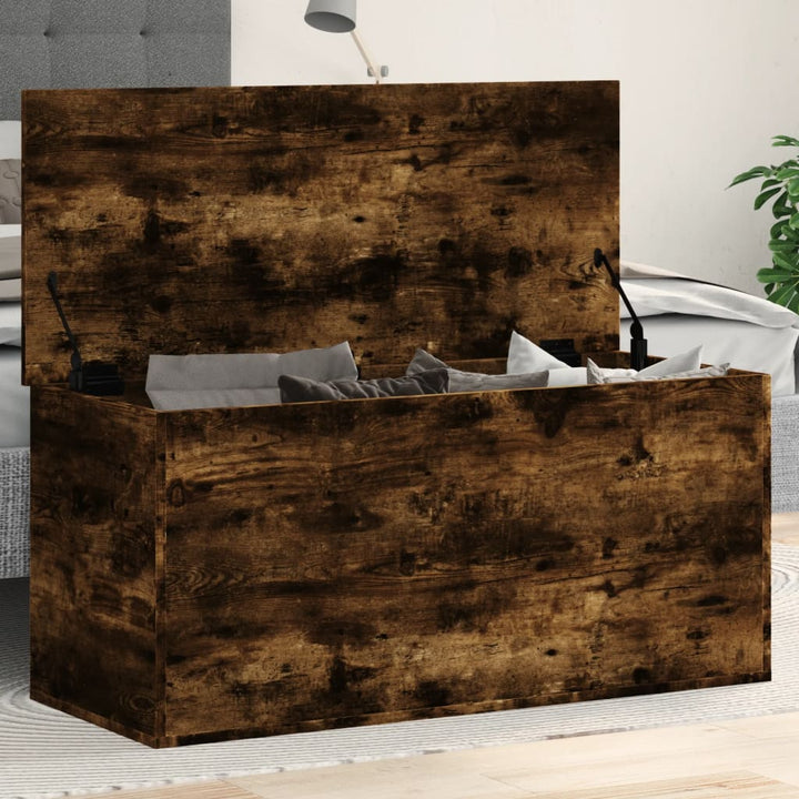 Opbergbox 100x42x46 cm bewerkt hout gerookt eikenkleurig