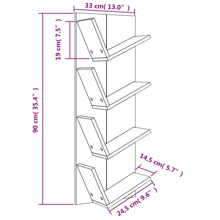 Wandschap 4-laags 33x16x90 cm bruin eikenkleurig