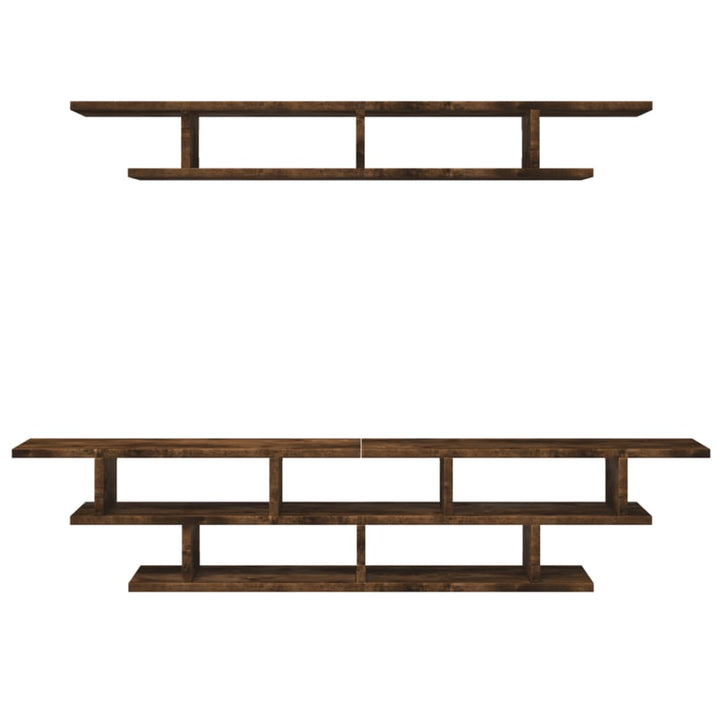 Tv-wandmeubelset bewerkt hout gerookt eikenkleurig