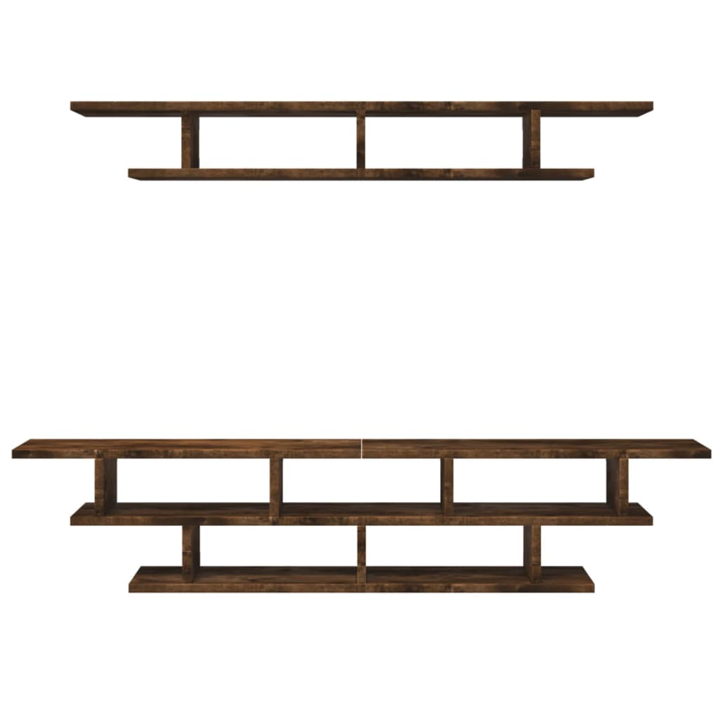 Tv-wandmeubelset bewerkt hout bruin eikenkleurig