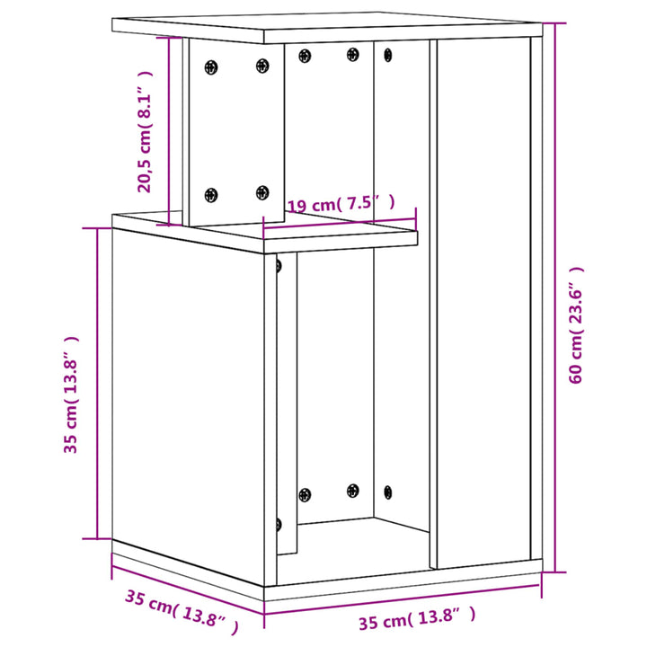 Bijzettafel 35x35x60 cm bewerkt hout wit