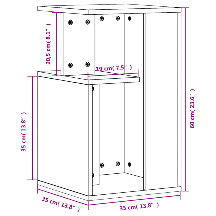 Bijzettafel 35x35x60 cm bewerkt hout sonoma eikenkleurig