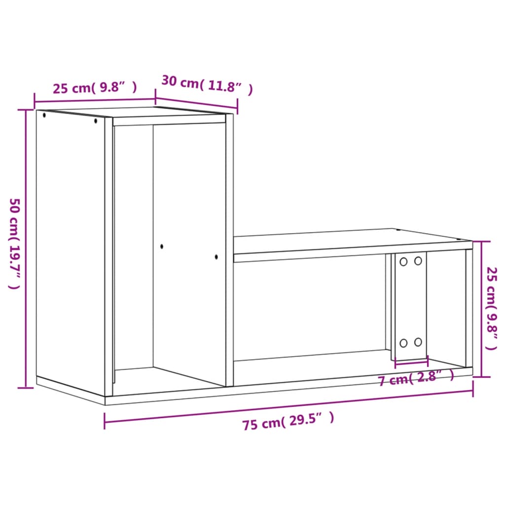 Tv-meubelen 2 st 75x30x50 cm bewerkt hout wit