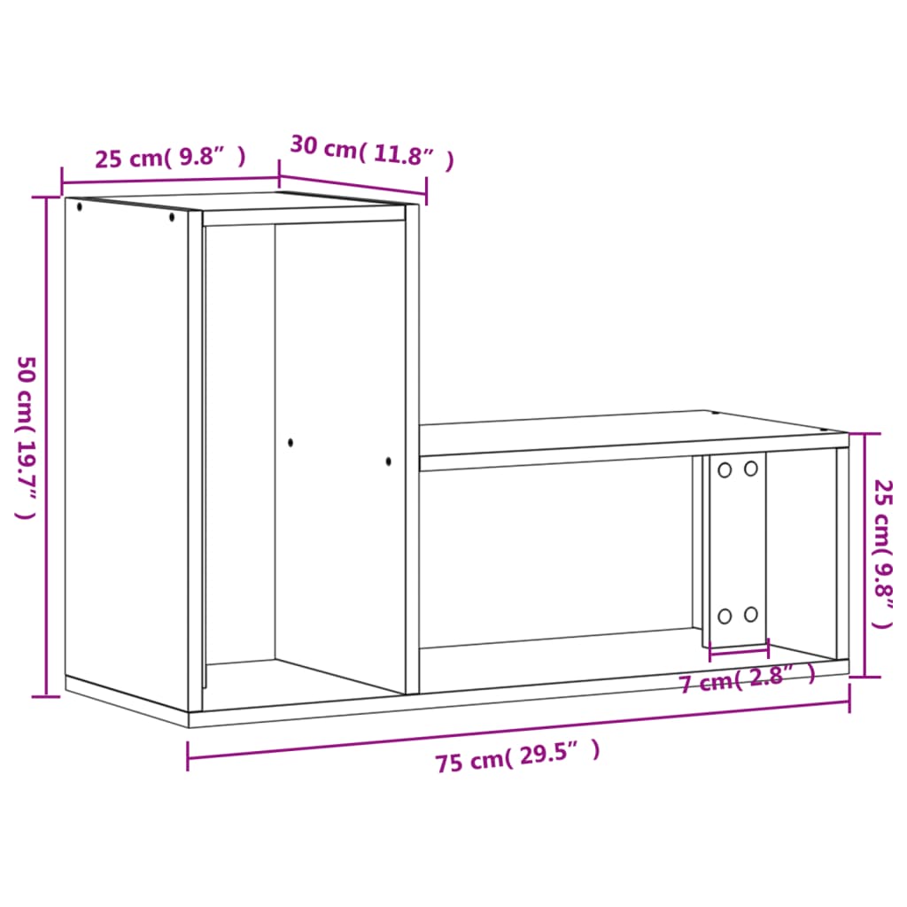 Tv-meubelen 2 st 75x30x50 cm bewerkt hout zwart