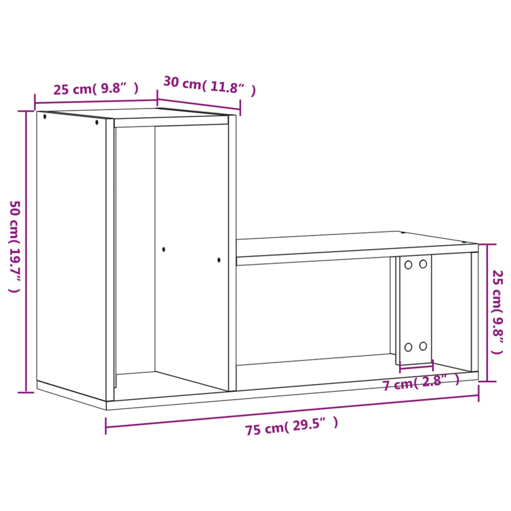 Tv-meubelen 2 st 75x30x50 cm bewerkt hout betongrijs