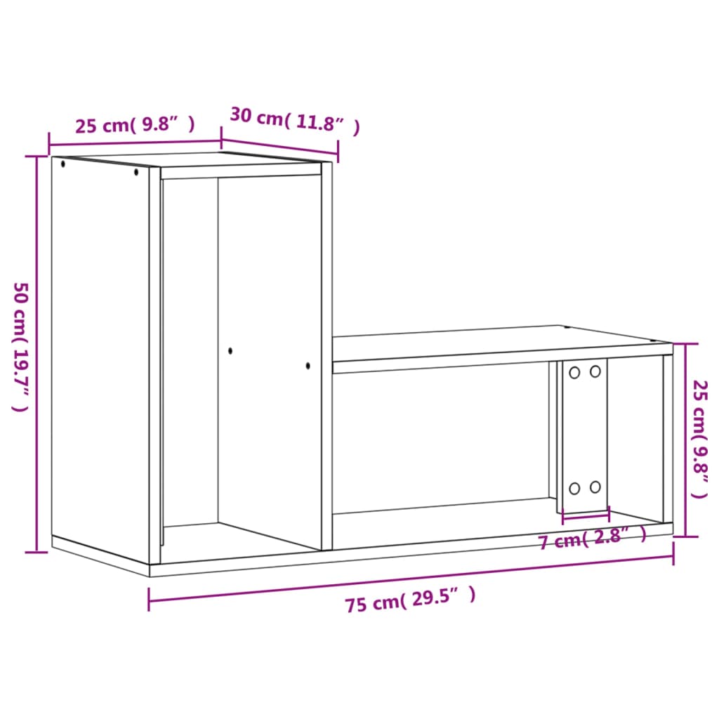 Tv-meubelen 2 st 75x30x50 cm bewerkt hout gerookt eikenkleurig