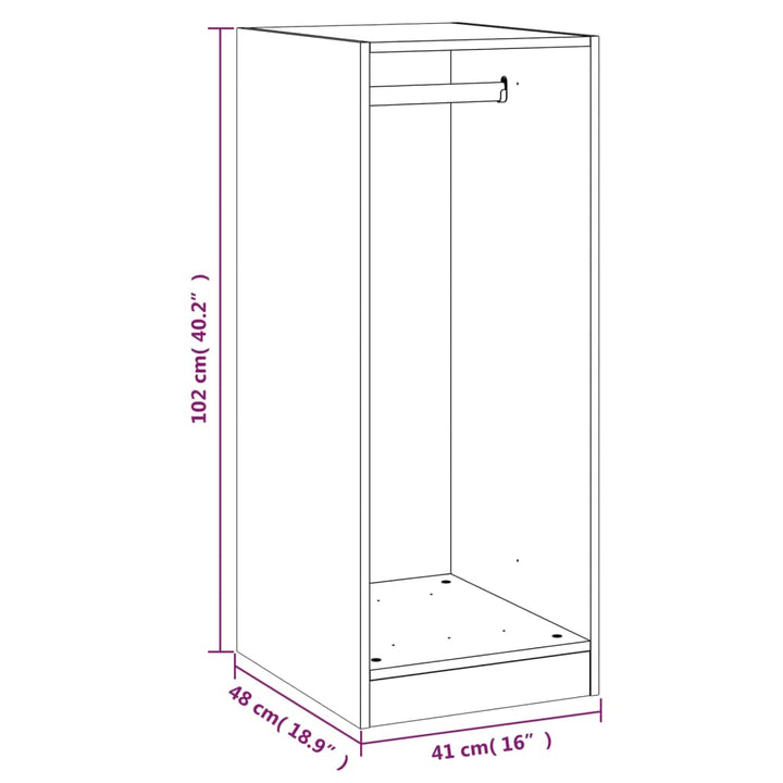 Kledingkast 48x41x102 cm bewerkt hout wit