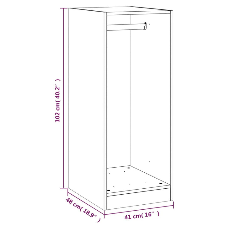 Kledingkast 48x41x102 cm bewerkt hout zwart