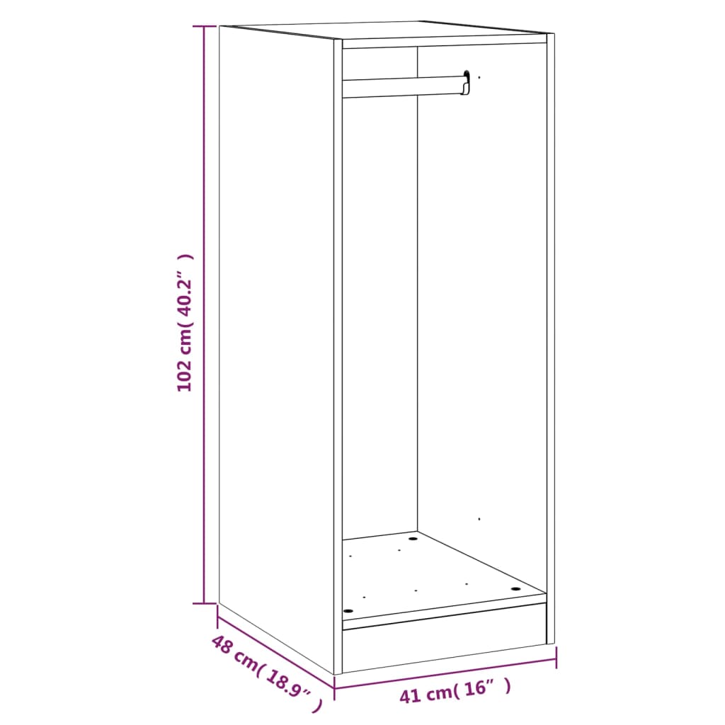 Kledingkast 48x41x102 cm bewerkt hout bruin eikenkleurig