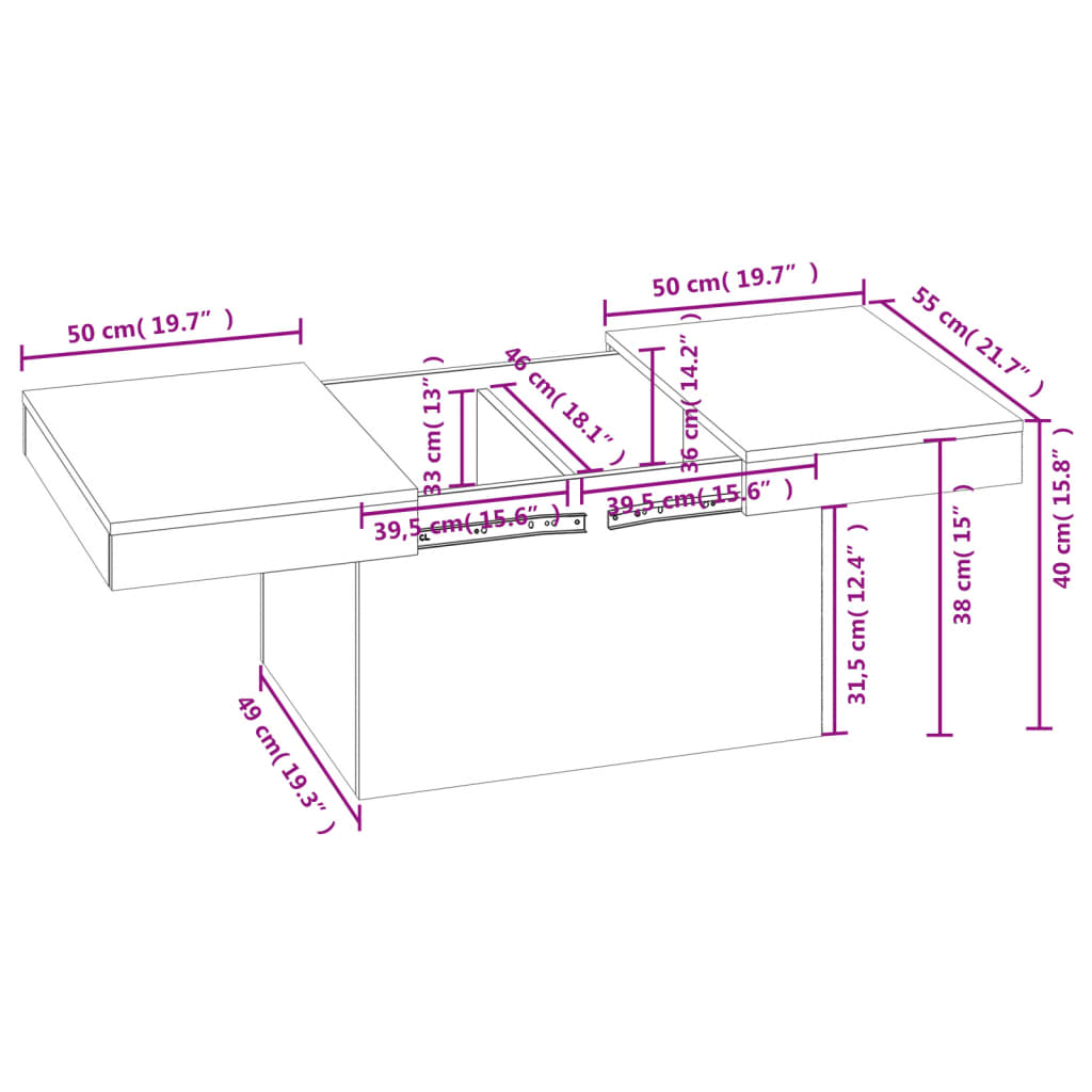 Salontafel 100x55x40 cm bewerkt hout zwart