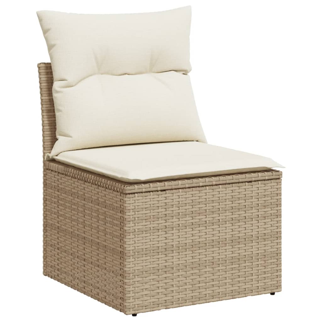 11-delige Tuinset met kussens poly rattan beige