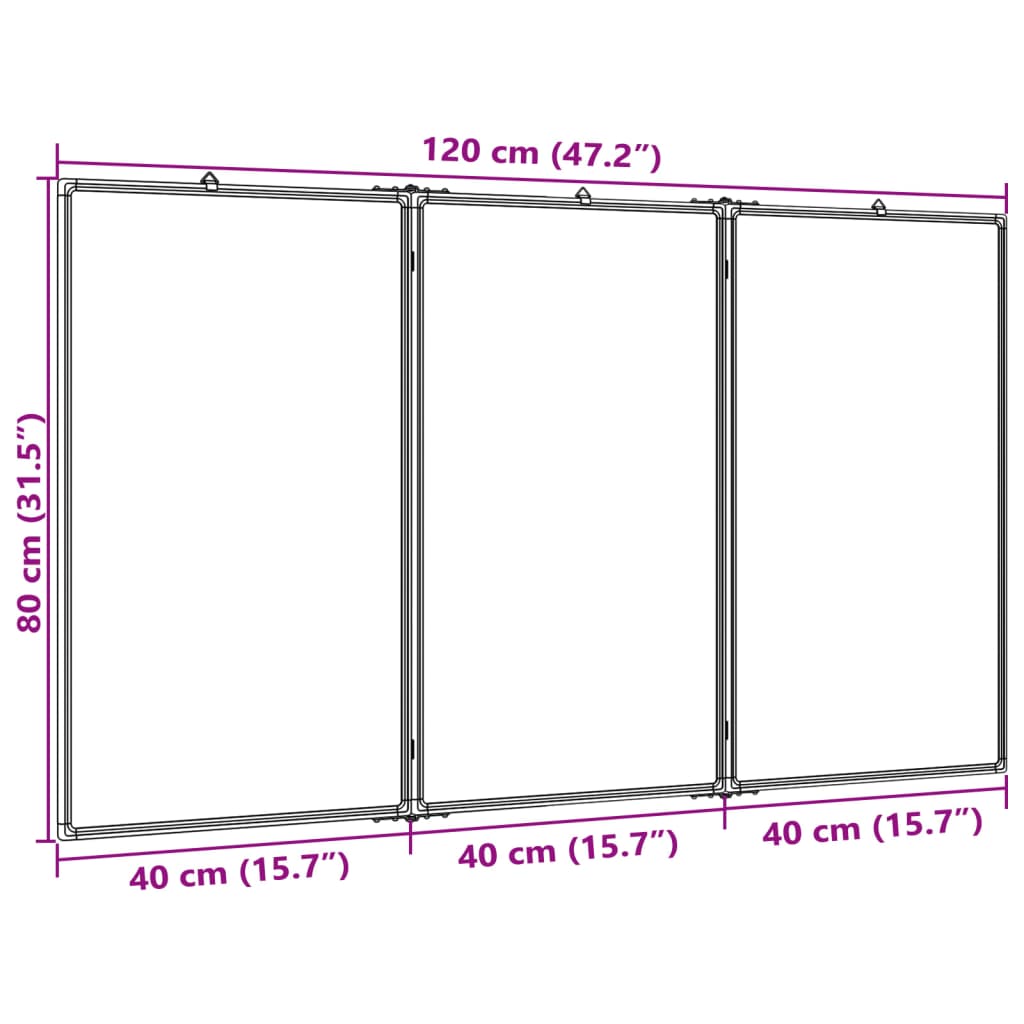 Whiteboard magnetisch inklapbaar 120x80x1,7 cm aluminium