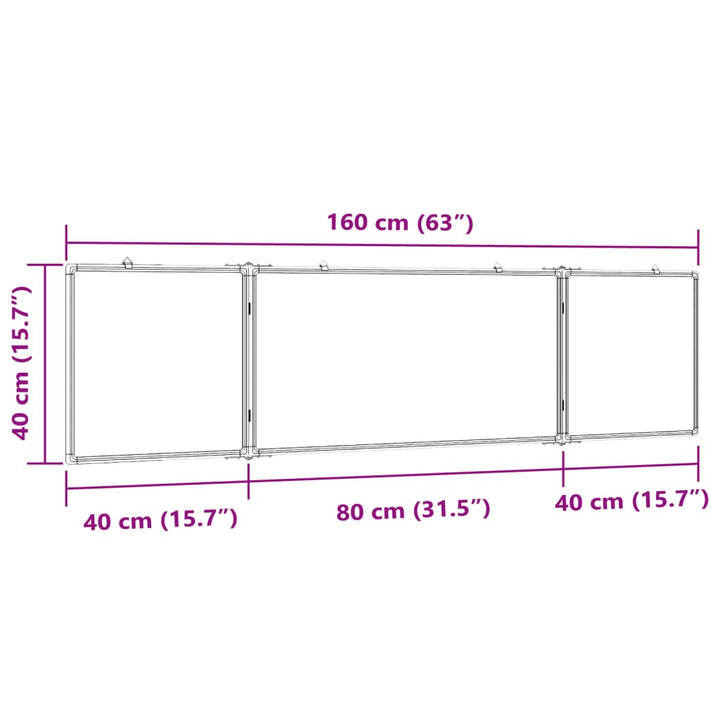 Whiteboard magnetisch inklapbaar 160x40x1,7 cm aluminium