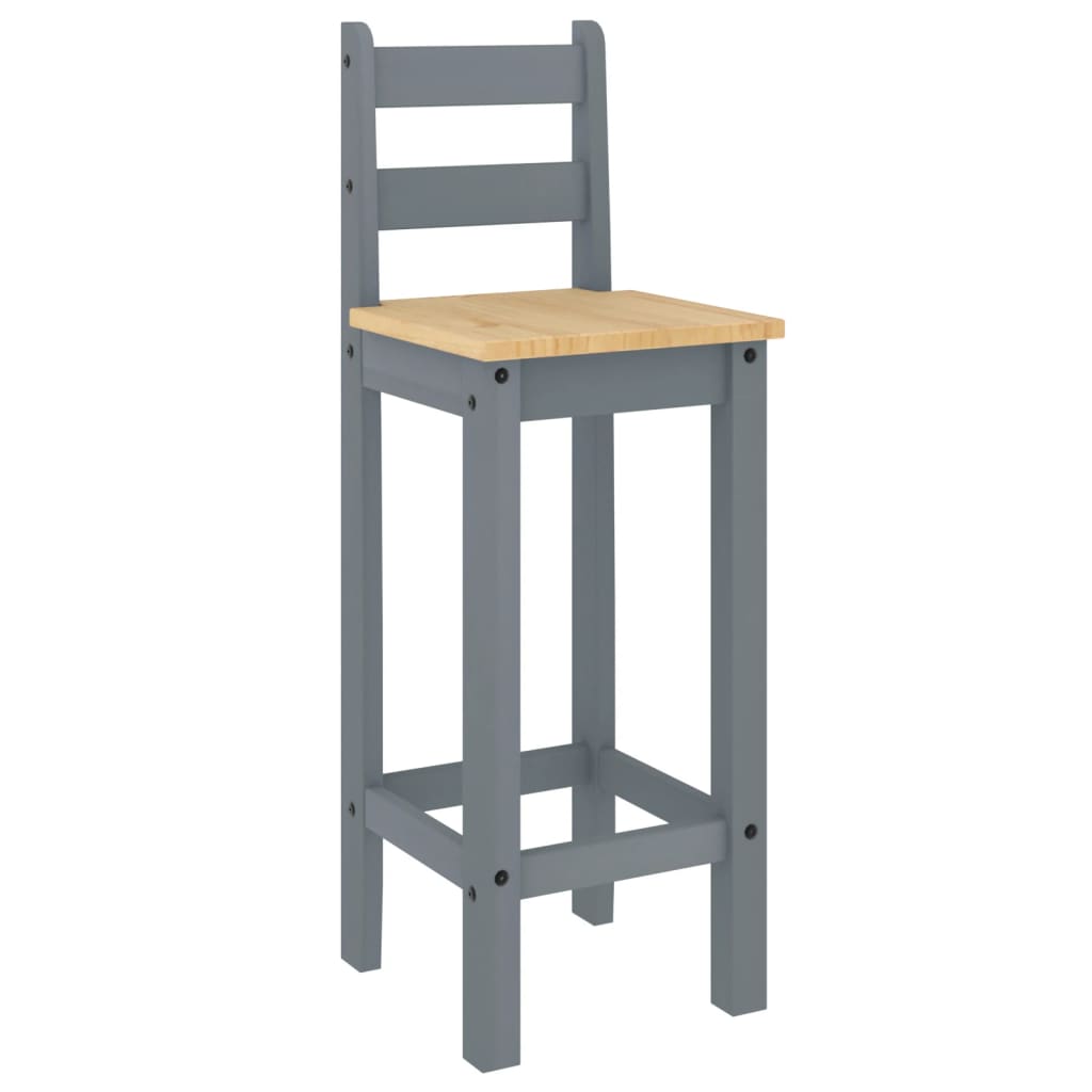 Barstoelen 2 st massief grenenhout grijs