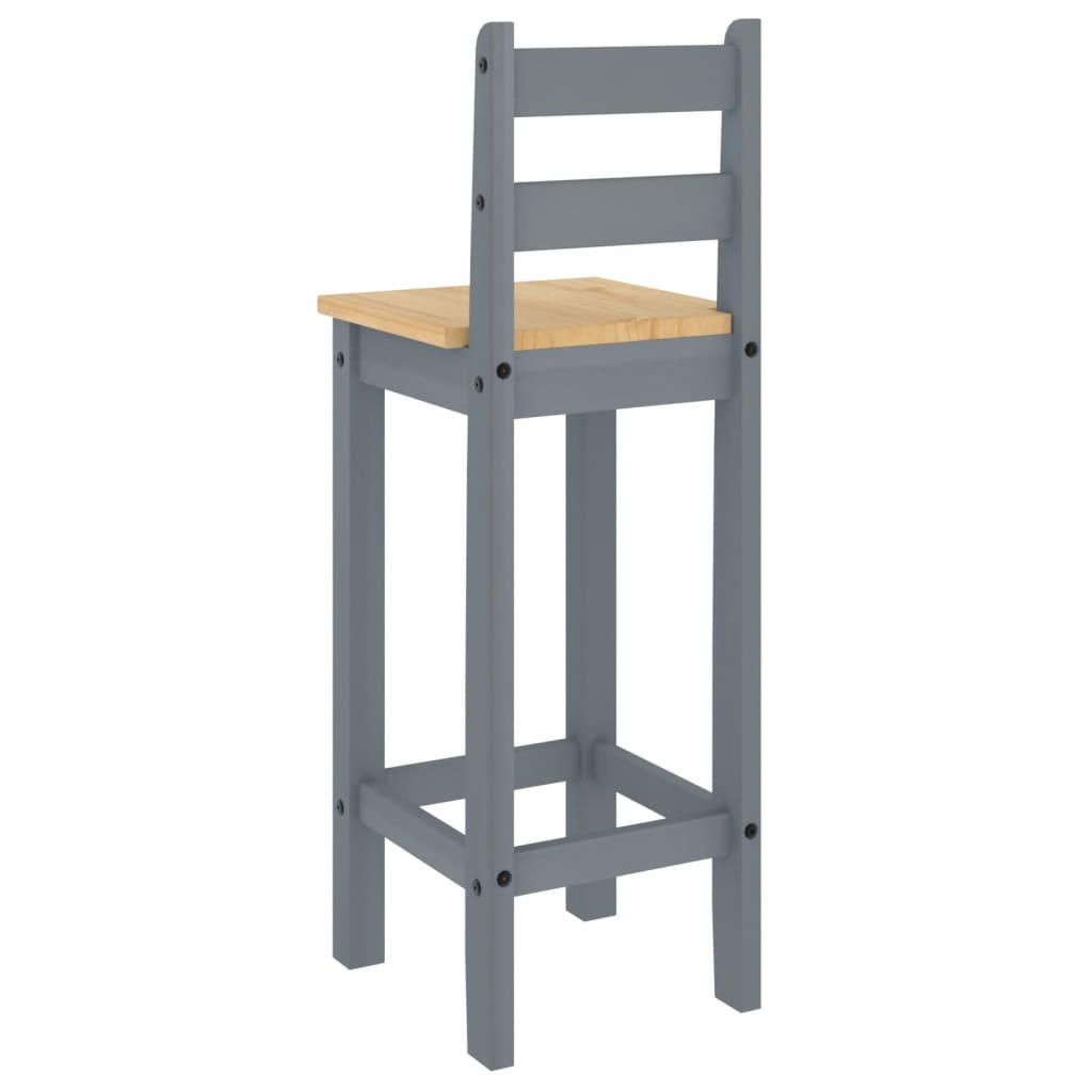 Barstoelen 2 st massief grenenhout grijs